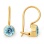 Bezel Blue Topaz-like CZ French Wire Earrings. Certified 585 (14kt) Rose Gold, Rhodium Detailing