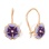 Enamel 'Pansy Flower' Children's Earrings. Certified 585 (14kt) Rose Gold, Enamel