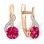 Ruby "Flower of Life" Diamond Earrings. Certified 585 (14kt) Rose Gold, Rhodium Detailing