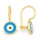 Yellow Gold Anti Evil Eye Earrings for Children. Enamel, Certified 585 (14kt) Yellow Gold