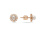 Pearl and CZ Stud Earrings. 585 (14kt) Rose Gold, Screw Backs
