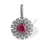 Oriental Motif Ruby and  Diamond Pendant. Certified 585 (14kt) White Gold, Rhodium Finish