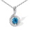 Blue Topaz and Diamond Pendant. Certified 585 (14kt) White Gold, Rhodium Finish