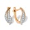 Pave CZ Leaf Leverback Earrings. Certified 585 (14kt) Rose Gold, Rhodium Detailing