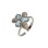 Floral Motif Blue Topaz and CZ Ring. 585 (14kt) White Gold