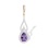 Teardrop Amethyst and CZ Pendant. Certified 585 (14kt) Rose Gold, Rhodium Detailing