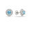 Blue Topaz Halo CZ Stud Earrings. 585 (14kt) White Gold