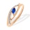 Marquise Sapphire and Diamond Open Ring. 585 (14kt) Rose Gold, Rhodium Detailing