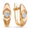Diamond Geometrical Leverback Earrings. Certified 585 (14kt) Rose Gold, Rhodium Detailing