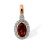 Garnet and Diamond Pendant with Nostalgic Motif. Hypoallergenic Cadmium-free 585 (14K) Rose Gold