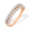 Double-row CZ Half Eternity Promising Ring. 585 (14kt) Rose Gold, Rhodium Detailing