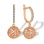 Sphere-shaped Openwork Dangle Earrings. Certified 585 (14kt) Rose Gold, Rhodium Detailing