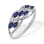 Marquise Sapphire and Diamond Ring. Certified 585 (14kt) White Gold, Rhodium Finish