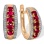 Diamond Edges with Ruby Center Row Earrings. Hypoallergenic Cadmium-free 585 (14K) Rose Gold