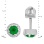 Emerald with Diamond Halo Stud Earrings. Measurements