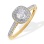 Swarovski Topaz and Diamond Scrollwork Ring. 585 (14kt) Yellow Gold, Rhodium Detailing