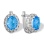 Heavenly Blue Topaz and Diamond Earrings. Certified 585 (14kt) White Gold, Rhodium Finish