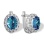 London Blue Topaz and Diamond Earrings. Certified 585 (14kt) White Gold, Rhodium Finish