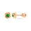 Emerald Swirl Design Stud Earrings. Certified 585 (14kt) Rose Gold, Screw Backs