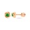 Emerald Swirl Design Stud Earrings. Certified 585 (14kt) Rose Gold, Screw Backs