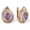 Amethyst and Diamond Surprising Shape Earrings. Hypoallergenic Cadmium-free 585 (14K) Rose Gold