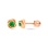 Emerald Swirl Design Stud Earrings. Certified 585 (14kt) Rose Gold, Screw Backs