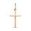 Austere Cross with Single Diamond. Certified 585 (14kt) Rose Gold, Rhodium Detailing