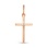 Austere Cross with Single Diamond. Certified 585 (14kt) Rose Gold, Rhodium Detailing