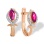 'French Royal Coat of Arms' Ruby Diamond Earrings. Certified 585 (14kt) Rose Gold, Rhodium Detailing