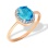 Diamond and Oval Blue Topaz Ring. Certified 585 (14kt) Rose Gold, Rhodium Detailing