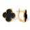 Black Enamel Four-leaf Clover Leverback Earrings. Certified 585 (14kt) Rose Gold