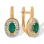 Earrings Featuring 2 Emeralds and 40 Diamonds. Hypoallergenic 585 Rose Gold, Rhodium Detailing