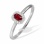 Elegant Ring Inlaid with Ruby and Diamonds. Tested 585 (14K) White Gold, Rhodium Finish