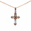 Blue Topaz-like CZ Cross Pendant. 585 (14kt) Rose Gold