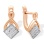 Children Leverback Earrings with CZ Rhombuses. Certified 585 (14kt) Rose Gold, Rhodium Detailing