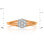 Diamond Bi-color Gold Ring with V-shaped Shank. Tested 585 (14K) Rose and White Gold. View 2
