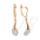 Guilloche-Pave CZ Leverback Earrings. Certified 585 (14kt) Rose Gold, Rhodium Detailing