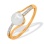 Ring with 7mm Cultured Pearl and 10 Diamonds. Hypoallergenic 585 Rose Gold, Rhodium Detailing