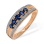 Diamond Edges with Sapphire Center Row Ring. Hypoallergenic Cadmium-free 585 (14K) Rose Gold