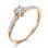 Fashionable Ring with Center and Side Diamonds. Certified 585 (14kt) Rose Gold, Rhodium Detailing