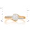 Ring with 7mm Cultured Pearl and 10 Diamonds. Hypoallergenic 585 Rose Gold, Rhodium Detailing. View 2