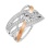 Crisscross Bimetal Ring with CZ. 925 Silver Sintered with 585 Rose Gold