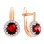 Czech Garnet with CZ Halo Leverback Earrings. Certified 585 (14kt) Rose Gold, Rhodium Detailing