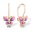 Kids' Butterfly Earrings with Enamel and CZ. Certified 585 (14kt) Rose Gold, Enamel
