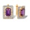 Baguette-cut Amethyst and CZ Cocktail Earrings. 585 (14kt) Rose and White Gold