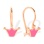 'Crowning Glory' Kids' Earrings with Pink Enamel. Certified 585 (14kt) Rose Gold, Earwire Backs