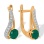 Earrings Featuring 2 Emeralds and 20 Diamonds. Hypoallergenic 585 Rose Gold, Rhodium Detailing