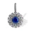 Oriental Motif Sapphire and Diamond Pendant. Certified 585 (14kt) White Gold, Rhodium Finish
