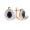 Oval Sapphire Double Diamond Halo Earrings. Certified 585 (14kt) Rose Gold, Rhodium Detailing