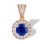 Connoisseur Blue Sapphire and Diamond Pendant. Hypoallergenic Cadmium-free 585 (14K) Rose Gold